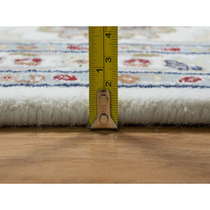 9'x12'1" Isabelline White, Hand Knotted, Nain With All Over Flower Design, Soft Pile, Wool And Silk, 250 Kpsi, Oriental Rug FWR546330
