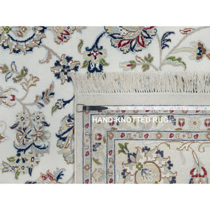 9'x12'1" Isabelline White, Hand Knotted, Nain With All Over Flower Design, Soft Pile, Wool And Silk, 250 Kpsi, Oriental Rug FWR546330