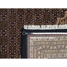 Load image into Gallery viewer, 11&#39;8&quot;x15&#39;2&quot; Rich Black, Hand Knotted, Tabriz Mahi with Fish Medallion Design, 175 KPSI, Organic Wool, Oversized, Oriental Rug FWR546336