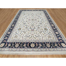 Load image into Gallery viewer, 10&#39;2&quot;x14&#39; Alabaster White, Wool And Silk, Nain With All Over Flower Design, 250 Kpsi, Hand Knotted, Oriental Rug FWR546342