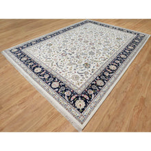 Load image into Gallery viewer, 10&#39;2&quot;x14&#39; Alabaster White, Wool And Silk, Nain With All Over Flower Design, 250 Kpsi, Hand Knotted, Oriental Rug FWR546342