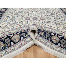 Load image into Gallery viewer, 10&#39;2&quot;x14&#39; Alabaster White, Wool And Silk, Nain With All Over Flower Design, 250 Kpsi, Hand Knotted, Oriental Rug FWR546342