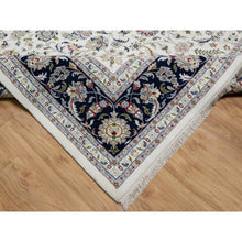 Load image into Gallery viewer, 10&#39;2&quot;x14&#39; Alabaster White, Wool And Silk, Nain With All Over Flower Design, 250 Kpsi, Hand Knotted, Oriental Rug FWR546342