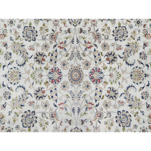 Load image into Gallery viewer, 10&#39;2&quot;x14&#39; Alabaster White, Wool And Silk, Nain With All Over Flower Design, 250 Kpsi, Hand Knotted, Oriental Rug FWR546342