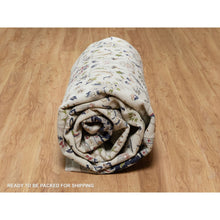 Load image into Gallery viewer, 10&#39;2&quot;x14&#39; Alabaster White, Wool And Silk, Nain With All Over Flower Design, 250 Kpsi, Hand Knotted, Oriental Rug FWR546342