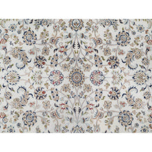 Load image into Gallery viewer, 7&#39;9&quot;x7&#39;9&quot; Rice White, Nain with All Over Flower Design, Soft Pile, 250 KPSI, Wool and Silk, Hand Knotted, Square, Oriental Rug FWR546348