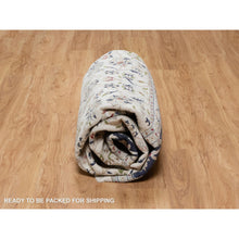 Load image into Gallery viewer, 7&#39;9&quot;x7&#39;9&quot; Rice White, Nain with All Over Flower Design, Soft Pile, 250 KPSI, Wool and Silk, Hand Knotted, Square, Oriental Rug FWR546348