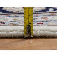 Load image into Gallery viewer, 7&#39;9&quot;x7&#39;9&quot; Rice White, Nain with All Over Flower Design, Soft Pile, 250 KPSI, Wool and Silk, Hand Knotted, Square, Oriental Rug FWR546348
