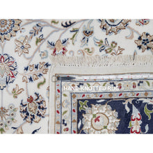 Load image into Gallery viewer, 7&#39;9&quot;x7&#39;9&quot; Rice White, Nain With All Over Flower Design, Soft Pile, 250 Kpsi, Wool And Silk, Hand Knotted, Square, Oriental Rug FWR546348