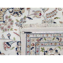 Load image into Gallery viewer, 10&#39;2&quot;x10&#39;2&quot; Snow White, 250 KPSI, Hand Knotted, Nain with Flower Medallion Design, Wool and Silk, Square, Oriental Rug FWR546354