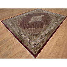 Load image into Gallery viewer, 11&#39;9&quot;x15&#39;1&quot; Carmine Red, Tabriz Mahi With Fish Medallion Design, Soft Wool, Hand Knotted, Densely Woven, Oversized, Oriental Rug FWR546360