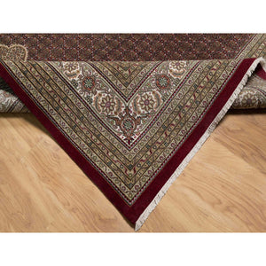 11'9"x15'1" Carmine Red, Tabriz Mahi With Fish Medallion Design, Soft Wool, Hand Knotted, Densely Woven, Oversized, Oriental Rug FWR546360