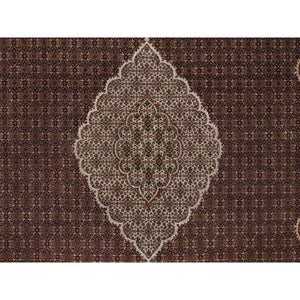 11'9"x15'1" Carmine Red, Tabriz Mahi With Fish Medallion Design, Soft Wool, Hand Knotted, Densely Woven, Oversized, Oriental Rug FWR546360