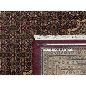 11'9"x15'1" Carmine Red, Tabriz Mahi With Fish Medallion Design, Soft Wool, Hand Knotted, Densely Woven, Oversized, Oriental Rug FWR546360