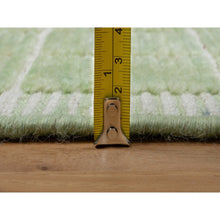 Load image into Gallery viewer, 2&#39;2&quot;x3&#39;1&quot; Lily Green, Modern Plain Decor Box Design, Pure Wool, Soft to the Touch, Loomed Knotted, Mat, Oriental Rug FWR546384