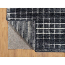 Load image into Gallery viewer, 2&#39;3&quot;x3&#39;1&quot; Charcoal Black, Modern, Natural Wool Box Design with Plain Decor, Loomed Knotted, Mat, Oriental Rug FWR546390