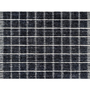 2'3"x3'1" Charcoal Black, Modern, Natural Wool Box Design with Plain Decor, Loomed Knotted, Mat, Oriental Rug FWR546390