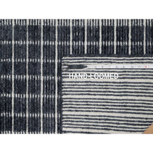Load image into Gallery viewer, 2&#39;3&quot;x3&#39;1&quot; Charcoal Black, Modern, Natural Wool Box Design with Plain Decor, Loomed Knotted, Mat, Oriental Rug FWR546390