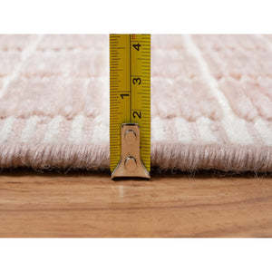 2'2"x3'1" Salmon Pink, Soft to Touch, Modern Plain Decor Box Design, Luxurious Wool, Loomed Knotted, Mat, Oriental Rug FWR546396