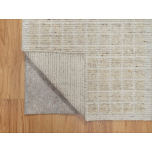 2'2"x3'1" Lace White, Modern Plain Decor Box Design, Pure Wool, Soft to the Touch, Loomed Knotted, Mat, Oriental Rug FWR546402