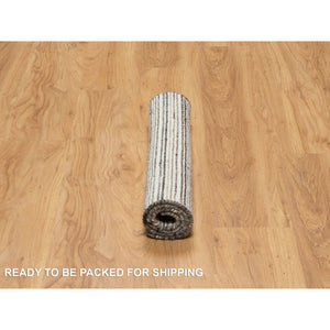 2'3"x3'1" Shades of Brown, Loomed Knotted, Soft to the Touch, Modern Plain Decor Box Design, Pure Wool, Mat, Oriental Rug FWR546408