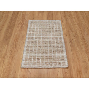 2'2"x3'1" Sesame Brown, Soft To Touch, Modern Plain Decor Box Design, Luxurious Wool, Loomed Knotted, Mat, Oriental Rug FWR546420