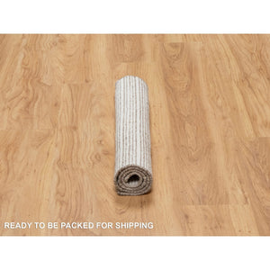 2'2"x3'1" Beaver Brown, Modern Plain Decor Box Design, Natural Wool, Soft To The Touch, Loomed Knotted, Mat, Oriental Rug FWR546426