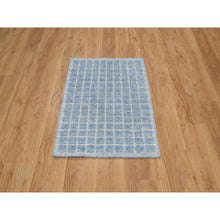 Load image into Gallery viewer, 2&#39;4&quot;x3&#39; Imperial Blue, Modern Plain Decor Box Design, Pure Wool, Soft To The Touch, Loomed Knotted, Mat, Oriental Rug FWR546432