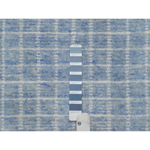 2'4"x3' Imperial Blue, Modern Plain Decor Box Design, Pure Wool, Soft to the Touch, Loomed Knotted, Mat, Oriental Rug FWR546432
