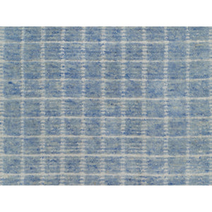 2'4"x3' Imperial Blue, Modern Plain Decor Box Design, Pure Wool, Soft to the Touch, Loomed Knotted, Mat, Oriental Rug FWR546432