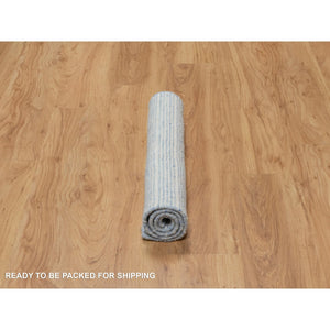 2'4"x3' Imperial Blue, Modern Plain Decor Box Design, Pure Wool, Soft to the Touch, Loomed Knotted, Mat, Oriental Rug FWR546432