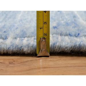2'4"x3' Imperial Blue, Modern Plain Decor Box Design, Pure Wool, Soft to the Touch, Loomed Knotted, Mat, Oriental Rug FWR546432