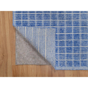 2'1"x3'1" Imperial Blue, Soft to the Touch, Modern Plain Decor Box Design, Pure Wool, Loomed Knotted, Mat, Oriental Rug FWR546438