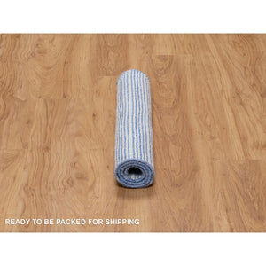 2'1"x3'1" Imperial Blue, Soft to the Touch, Modern Plain Decor Box Design, Pure Wool, Loomed Knotted, Mat, Oriental Rug FWR546438