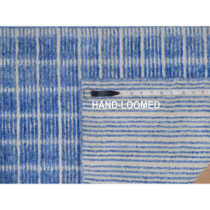 2'1"x3'1" Imperial Blue, Soft to the Touch, Modern Plain Decor Box Design, Pure Wool, Loomed Knotted, Mat, Oriental Rug FWR546438