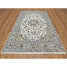 Load image into Gallery viewer, 7&#39;8&quot;x10&#39;2&quot; Daisy White, Nain With Center Medallion Design, Hand Knotted, 250 Kpsi, Wool And Silk, Oriental Rug FWR546444