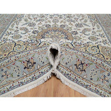 Load image into Gallery viewer, 7&#39;8&quot;x10&#39;2&quot; Daisy White, Nain With Center Medallion Design, Hand Knotted, 250 Kpsi, Wool And Silk, Oriental Rug FWR546444