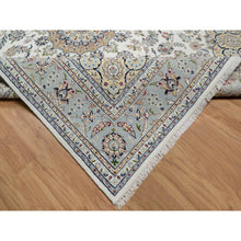 Load image into Gallery viewer, 7&#39;8&quot;x10&#39;2&quot; Daisy White, Nain With Center Medallion Design, Hand Knotted, 250 Kpsi, Wool And Silk, Oriental Rug FWR546444