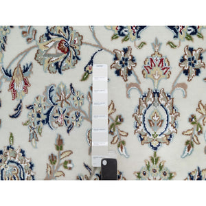 7'8"x10'2" Daisy White, Nain With Center Medallion Design, Hand Knotted, 250 Kpsi, Wool And Silk, Oriental Rug FWR546444