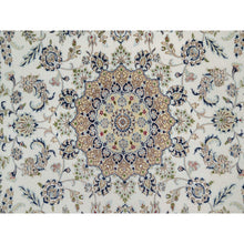 Load image into Gallery viewer, 7&#39;8&quot;x10&#39;2&quot; Daisy White, Nain With Center Medallion Design, Hand Knotted, 250 Kpsi, Wool And Silk, Oriental Rug FWR546444
