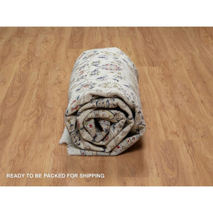 7'8"x10'2" Daisy White, Nain With Center Medallion Design, Hand Knotted, 250 Kpsi, Wool And Silk, Oriental Rug FWR546444