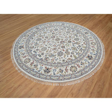 Load image into Gallery viewer, 9&#39;8&quot;x9&#39;8&quot; Alabaster White, Nain With All Over Floral Design, Wool And Silk, Hand Knotted, 250 Kpsi, Round, Oriental Rug FWR546450