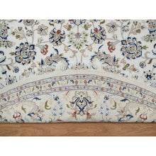 Load image into Gallery viewer, 9&#39;8&quot;x9&#39;8&quot; Alabaster White, Nain with All Over Floral Design, Wool and Silk, Hand Knotted, 250 KPSI, Round, Oriental Rug FWR546450