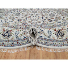 Load image into Gallery viewer, 9&#39;8&quot;x9&#39;8&quot; Alabaster White, Nain With All Over Floral Design, Wool And Silk, Hand Knotted, 250 Kpsi, Round, Oriental Rug FWR546450