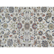 Load image into Gallery viewer, 9&#39;8&quot;x9&#39;8&quot; Alabaster White, Nain with All Over Floral Design, Wool and Silk, Hand Knotted, 250 KPSI, Round, Oriental Rug FWR546450