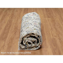 Load image into Gallery viewer, 9&#39;8&quot;x9&#39;8&quot; Alabaster White, Nain with All Over Floral Design, Wool and Silk, Hand Knotted, 250 KPSI, Round, Oriental Rug FWR546450