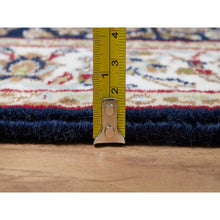 Load image into Gallery viewer, 2&#39;6&quot;x13&#39;3&quot; Midnight Blue, Nain With All Over Flower Design, Wool And Silk, 250 Kpsi, Hand Knotted, Runner, Oriental Rug FWR546456