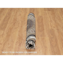 Load image into Gallery viewer, 4&#39;10&quot;x4&#39;10&quot; Onyx Black, Tabriz Mahi with Fish Medallion Design, 175 KPSI, Pure Wool, Hand Knotted, Round, Oriental Rug FWR546462