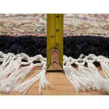 Load image into Gallery viewer, 4&#39;10&quot;x4&#39;10&quot; Onyx Black, Tabriz Mahi with Fish Medallion Design, 175 KPSI, Pure Wool, Hand Knotted, Round, Oriental Rug FWR546462