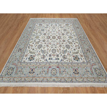 Load image into Gallery viewer, 10&#39;2&quot;x10&#39;2&quot; Alabaster White, 250 KPSI, Nain with All Over Flower Design, Wool and Silk, Hand Knotted, Square, Oriental Rug FWR546474